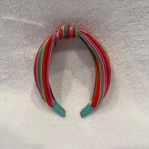Girls Rainbow Striped Knotted Headband Multi Color Ribbed Hair Accessory